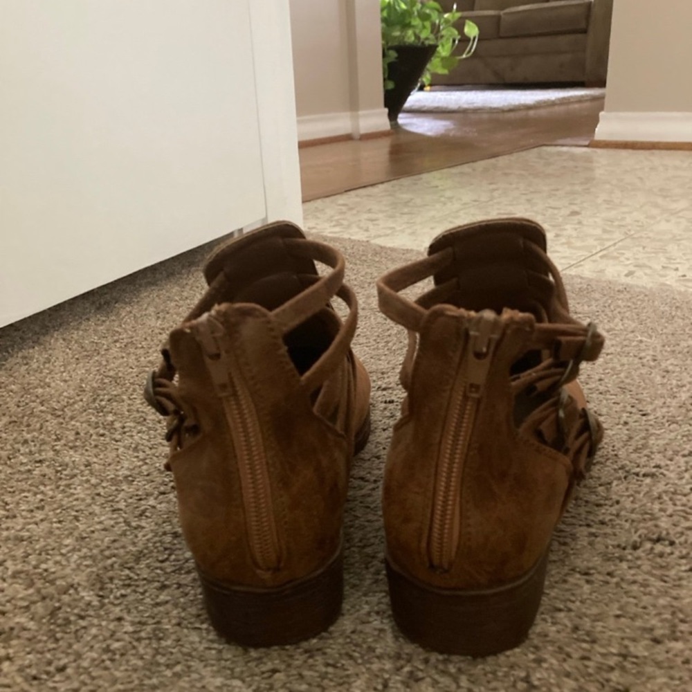 Women's Brown Strappy Booties - Picture 4 of 6